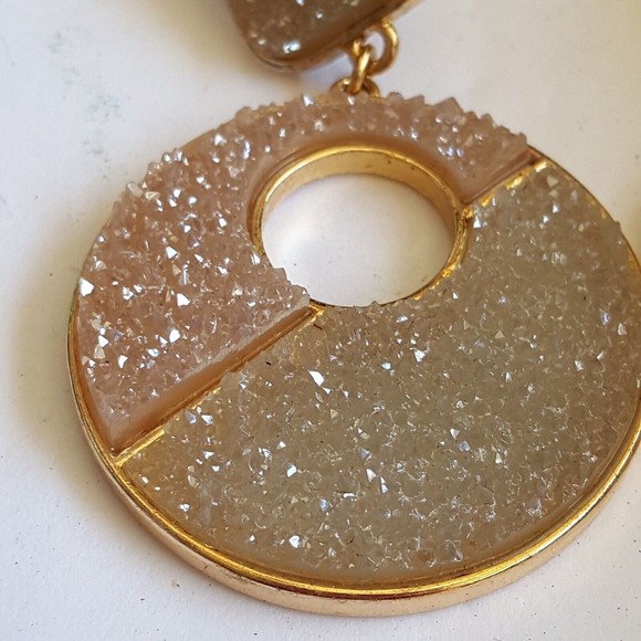 SUGARFIX ones Sparkle Gray Mauve Two Tone Druzy Drop Earrings - Picture 4 of 7